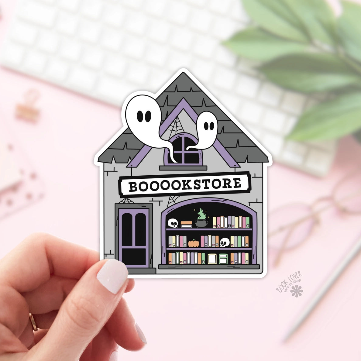 Halloween Ghost Spooky Bookstore Sticker