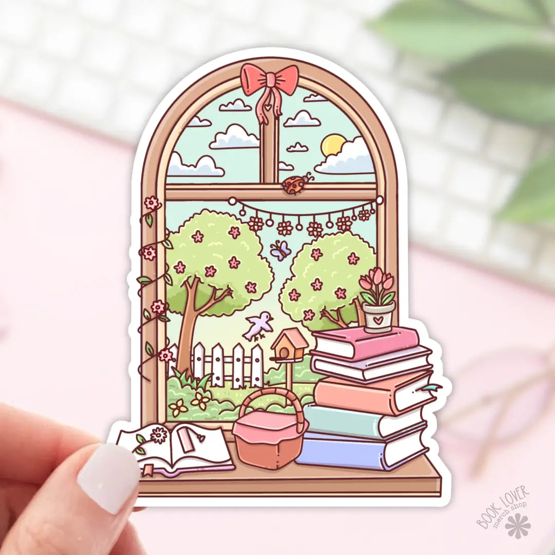 Bookish Spring Window Sticker