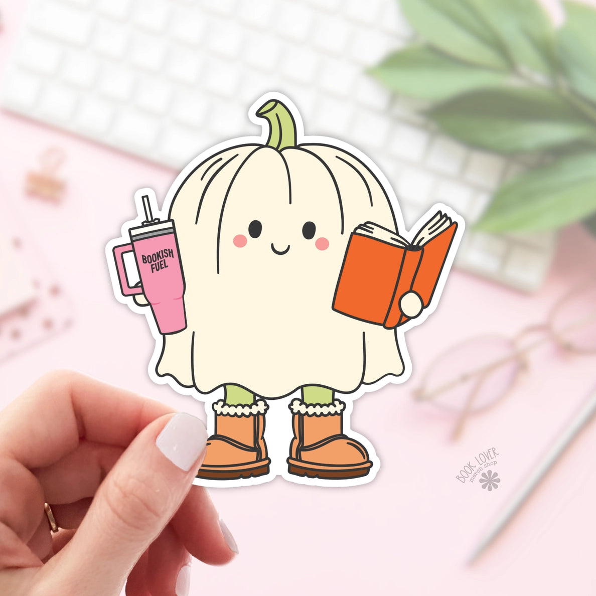 Halloween Bookish Ghost Reading Sticker
