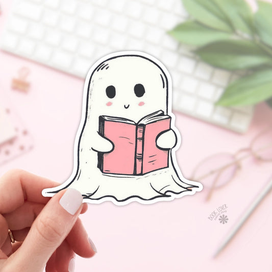 Ghost Reading Book Sticker