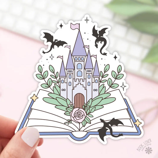 Open Book Dragons Fantasy Sticker
