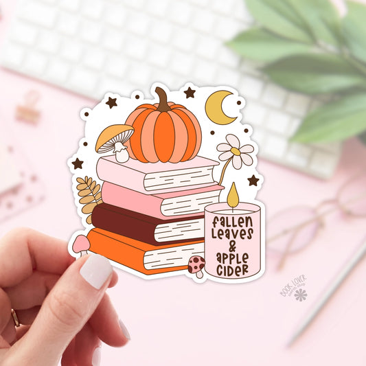 Autumn Books and Candle Sticker