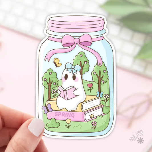 Bookish Spring Tales Jar Sticker