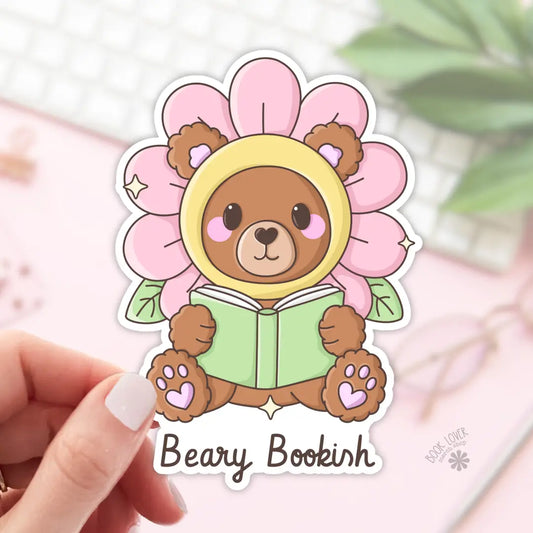 Spring Bookish Reading Bear Sticker