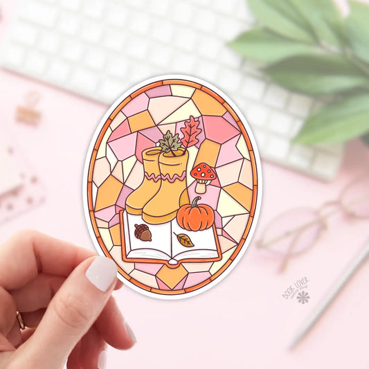 Cozy Reader Stained Glass Sticker image 0