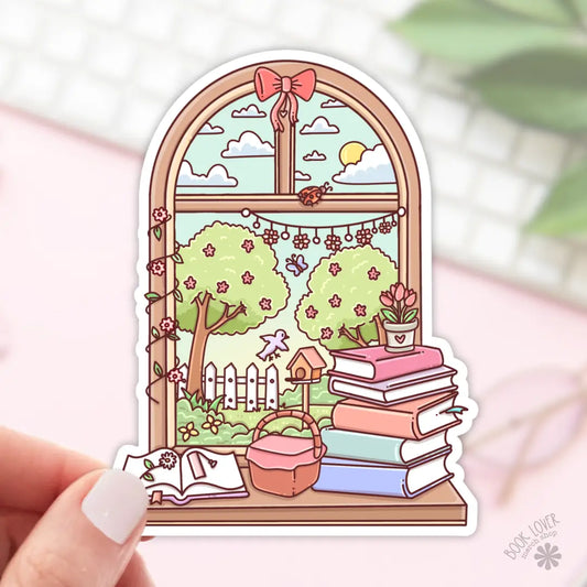 Bookish Spring Window Sticker