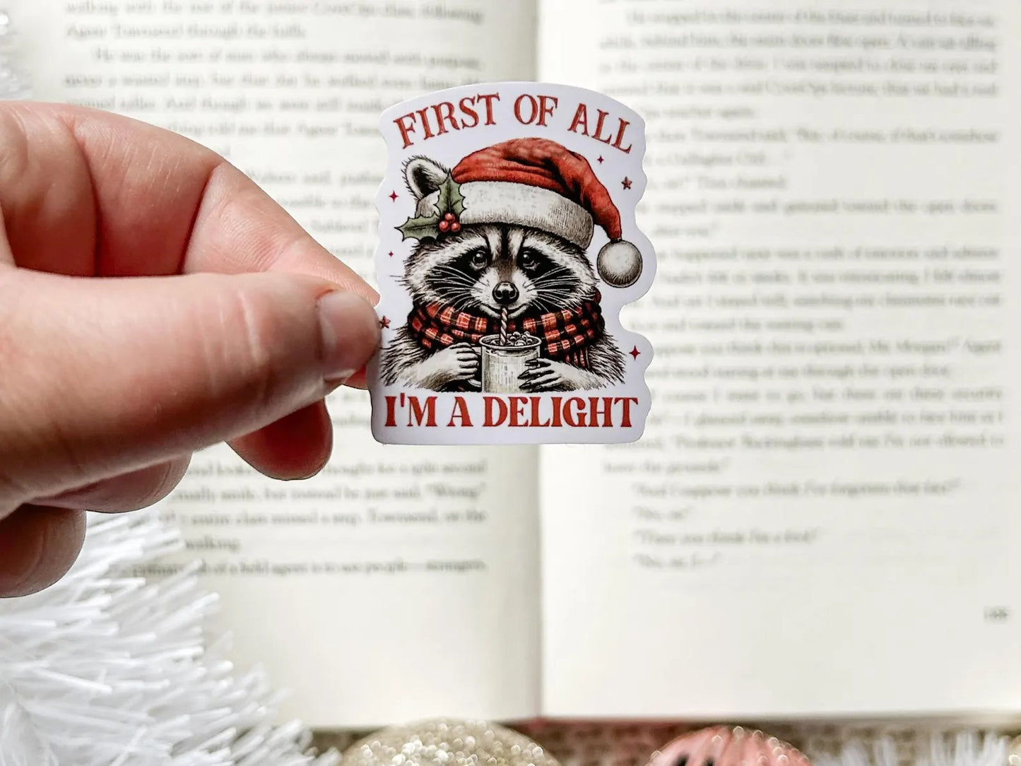Christmas Raccoon Sticker image 0