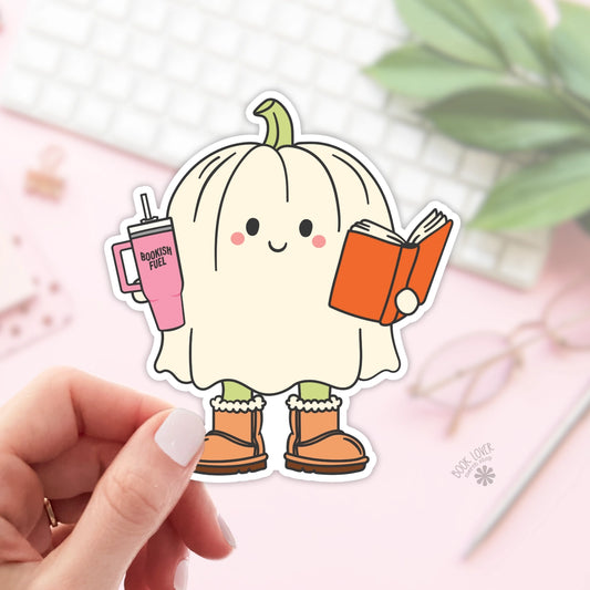 Halloween Bookish Ghost Reading Sticker