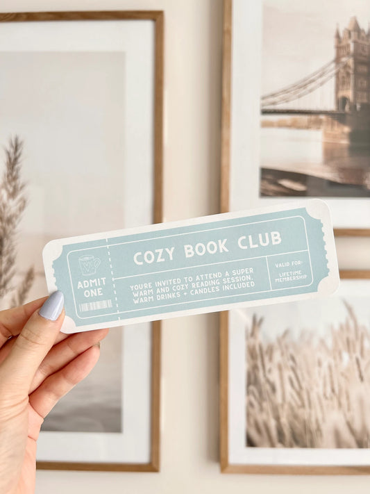 Cozy Book Club Ticket Bookmark