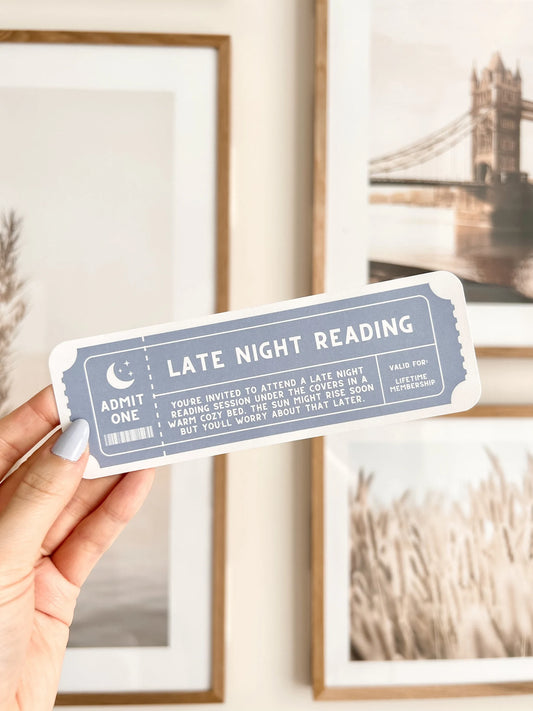 Late Night Reading Ticket Bookmark